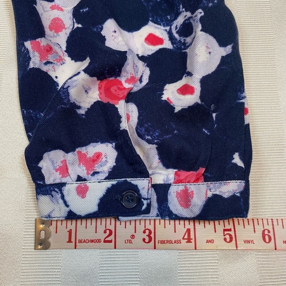 Westbound Abstract Floral Navy/Pink/White Blouse Sz S Button 3/4 Sleeves NWT - Picture 7 of 11